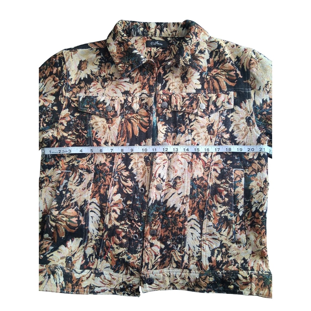 C'estlavie Men Floral Tapestry 2 Piece Set Trucker Jacket and Matching Pants L - Picture 9 of 12